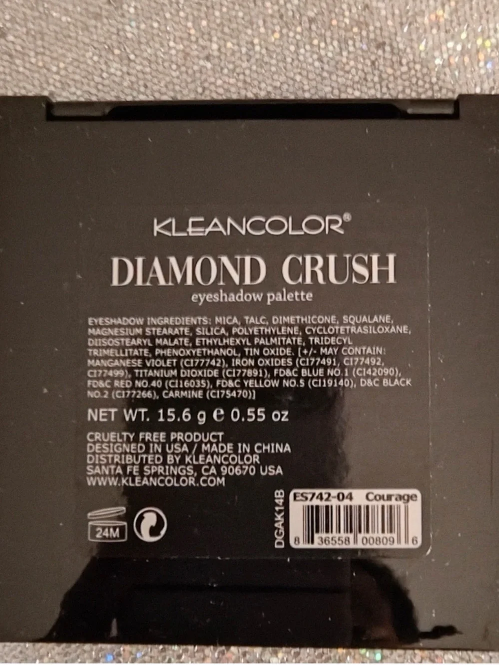 Kleancolor Black Glitter Studded Eyeshadow Palette Case